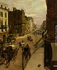 London Canvas Paintings - A Street Scene in London